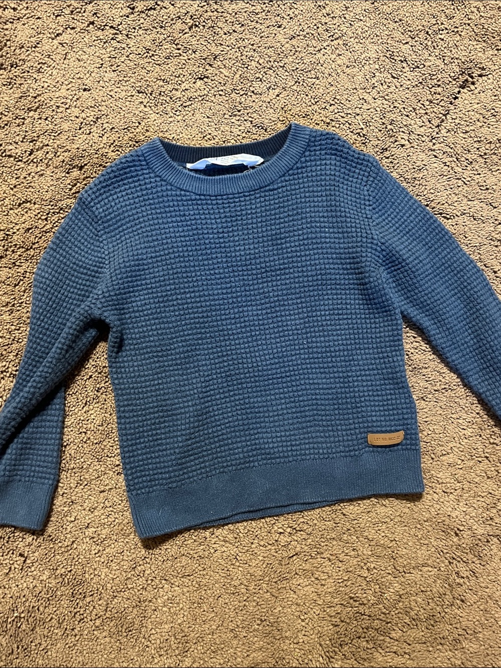 H&M Navy Blue Waffle-Knit Crewneck Sweater